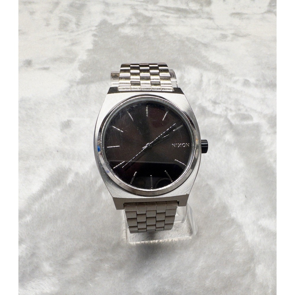 NIXON The Time Teller Mens Watch 36mm Black Dial Stainless Steel New Battery
